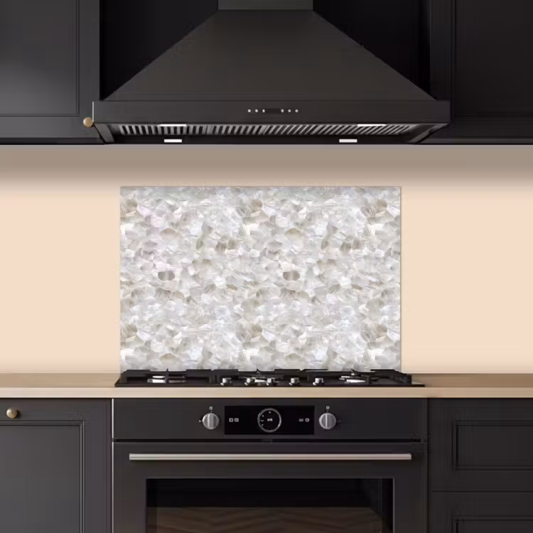 Spatscherm keuken - Wit - Penseelstreken - Reliëfeffect — 2