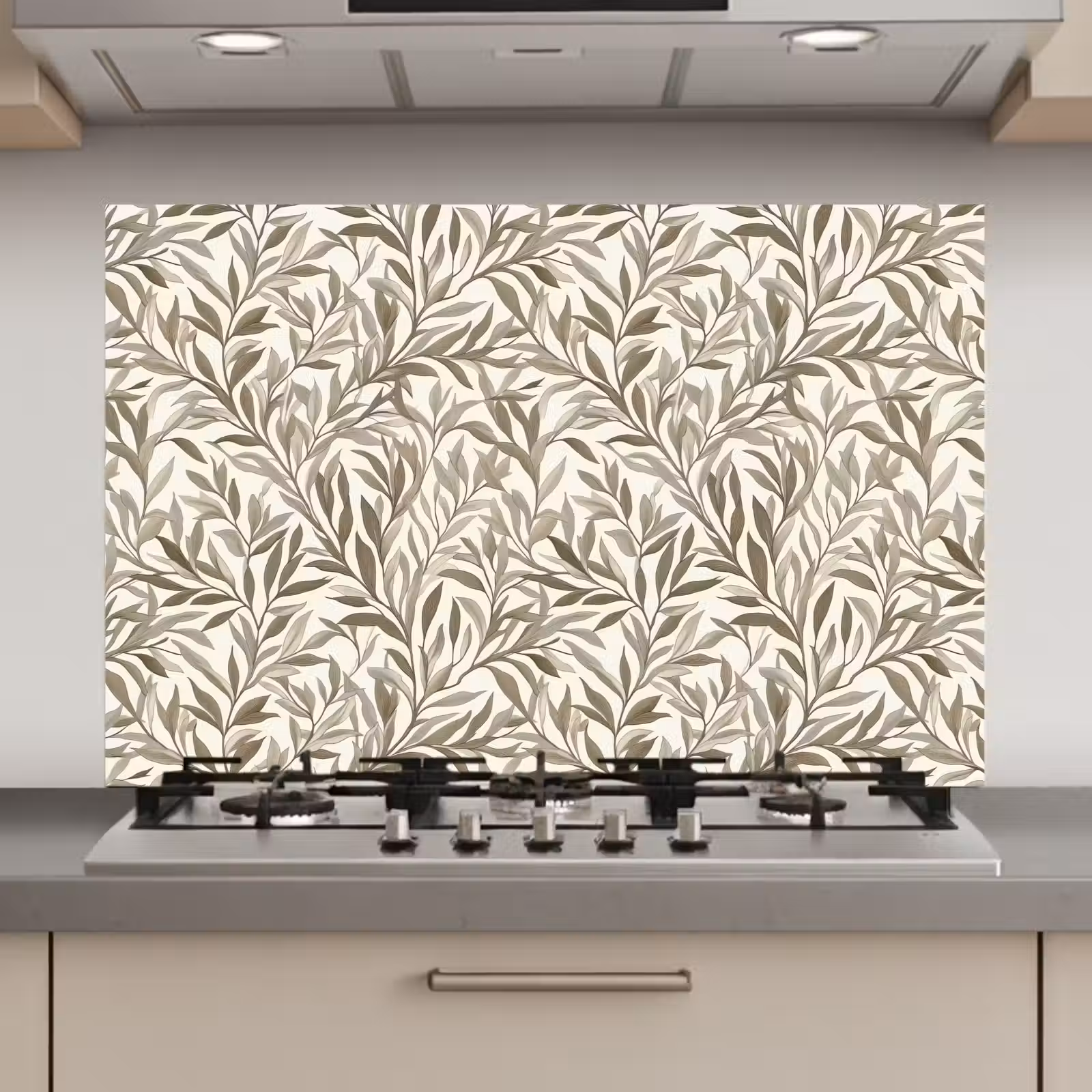 Spatscherm keuken - Takken - Botanisch - Taupe — 1