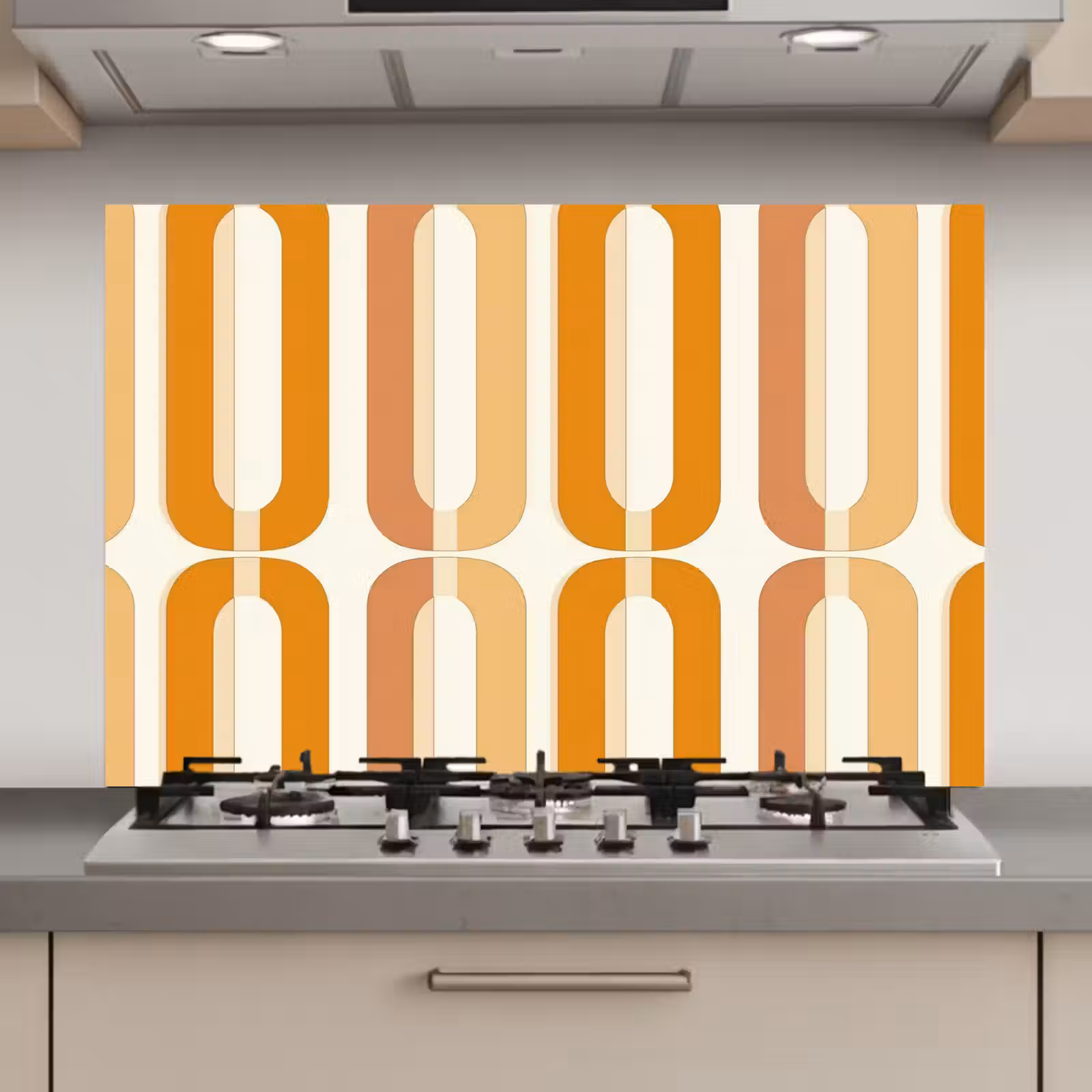 Spatscherm keuken - U-vorm - Retro - Oranje — 1