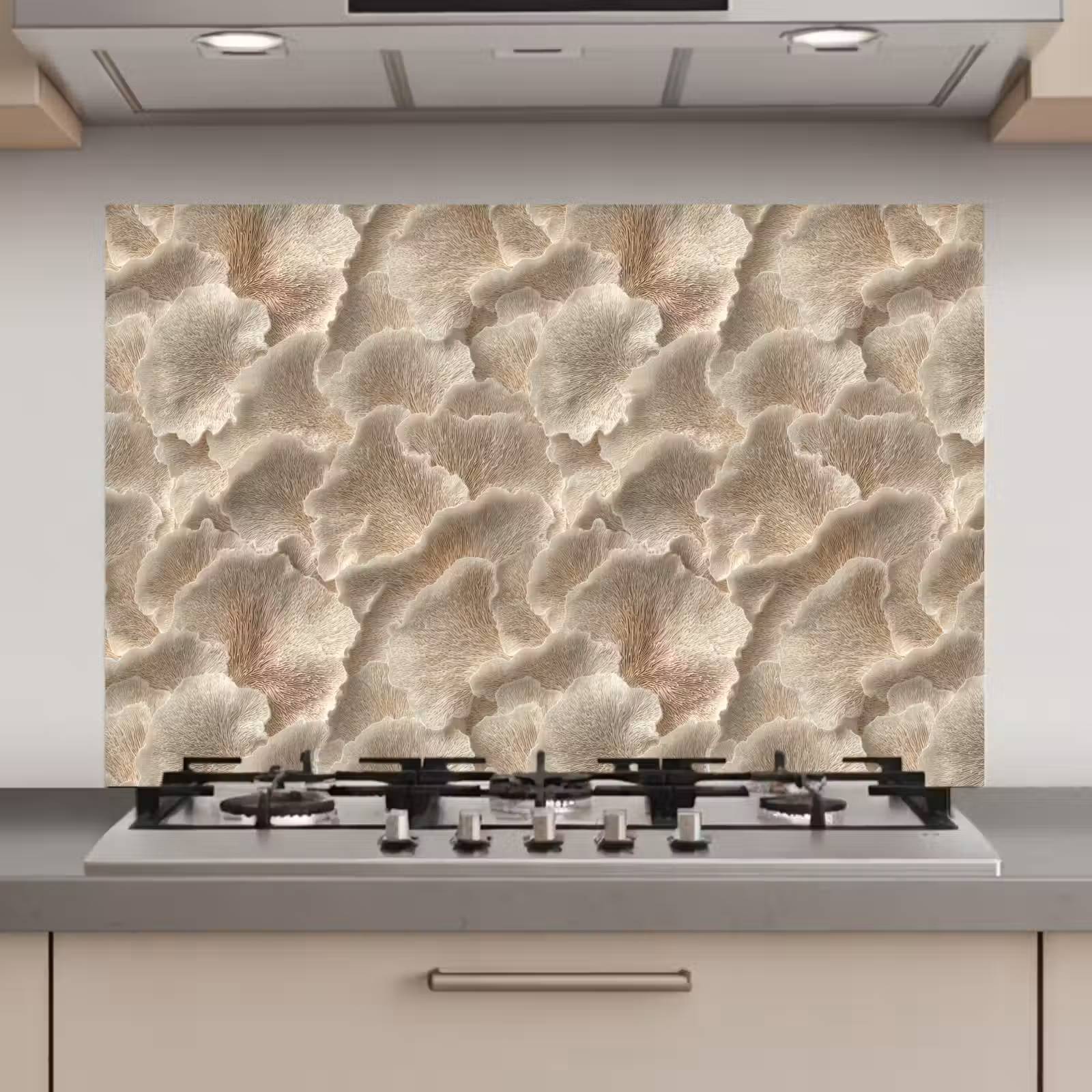 Spatscherm keuken - Waaierstructuren - Beige - Vezeltextuur — 1