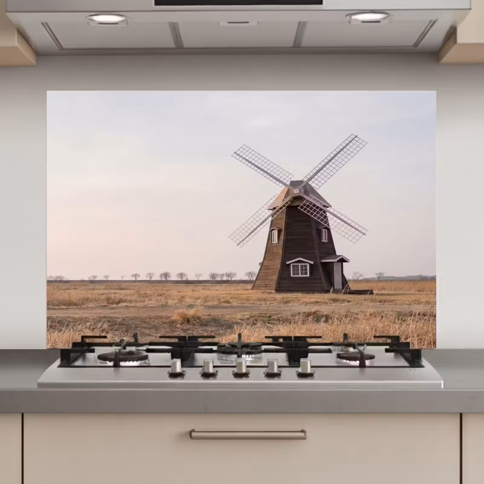 Spatscherm keuken - Windmolens - Landschap - Veld — 1