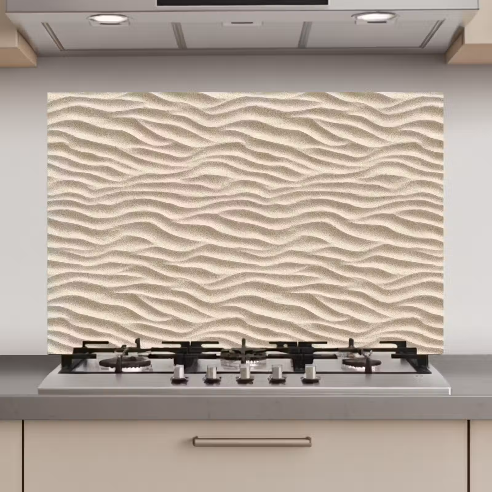 Spatscherm keuken - Zand - Golven - Beige — 1