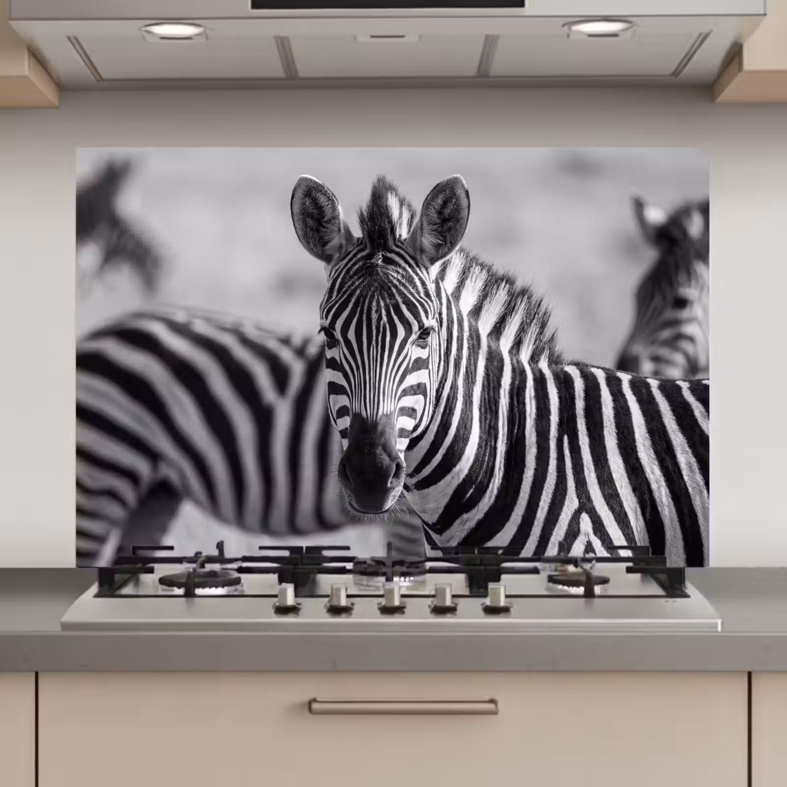 Spatscherm keuken - Zebra's - Zwart - Wit — 1