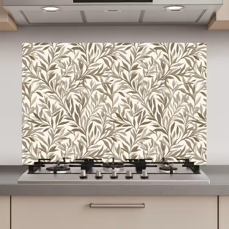Spatscherm keuken - Takken - Botanisch - Taupe — 1