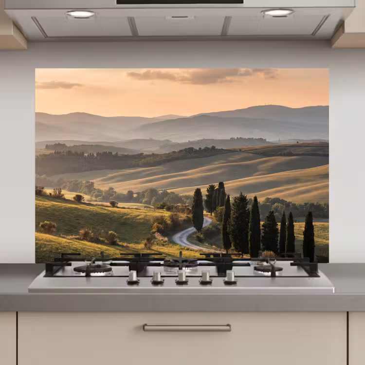 Spatscherm keuken - Toscaans - Landschap - Heuvels — 1