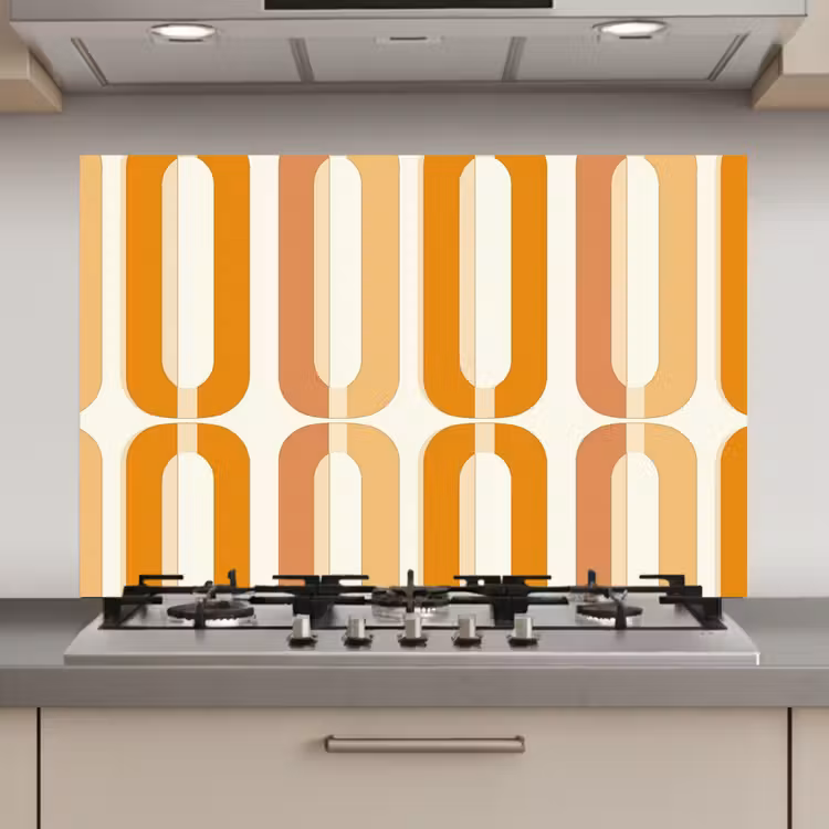 Spatscherm keuken - U-vorm - Retro - Oranje — 1