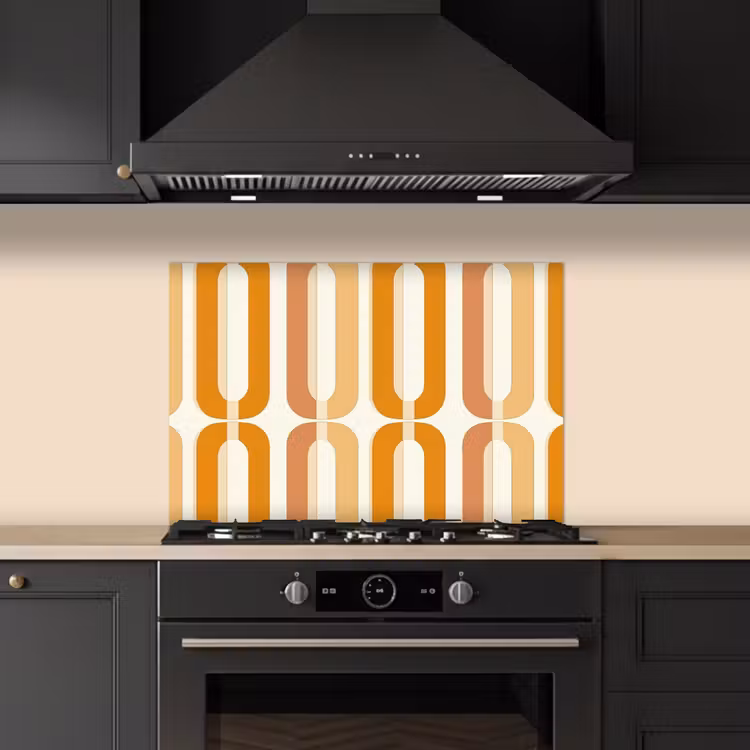 Spatscherm keuken - U-vorm - Retro - Oranje — 2
