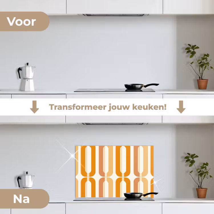 Spatscherm keuken - U-vorm - Retro - Oranje — 3