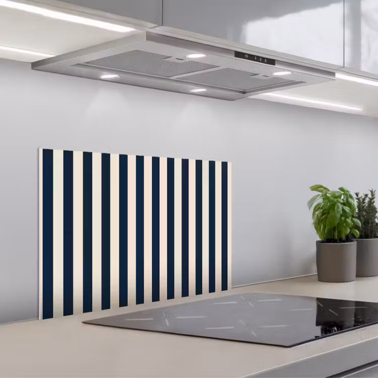Spatscherm keuken - Verticale strepen - Blauw - Crème — 5