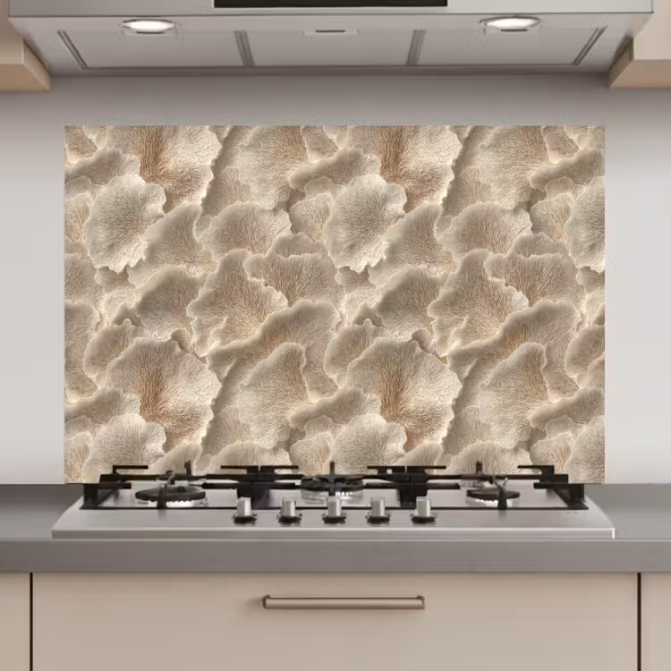 Spatscherm keuken - Waaierstructuren - Beige - Vezeltextuur — 1