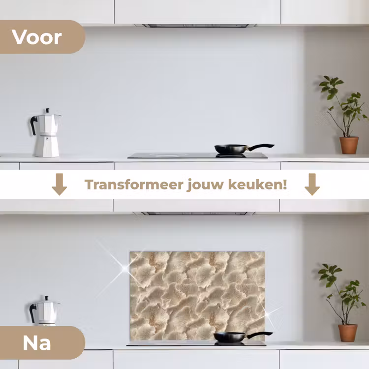 Spatscherm keuken - Waaierstructuren - Beige - Vezeltextuur — 3