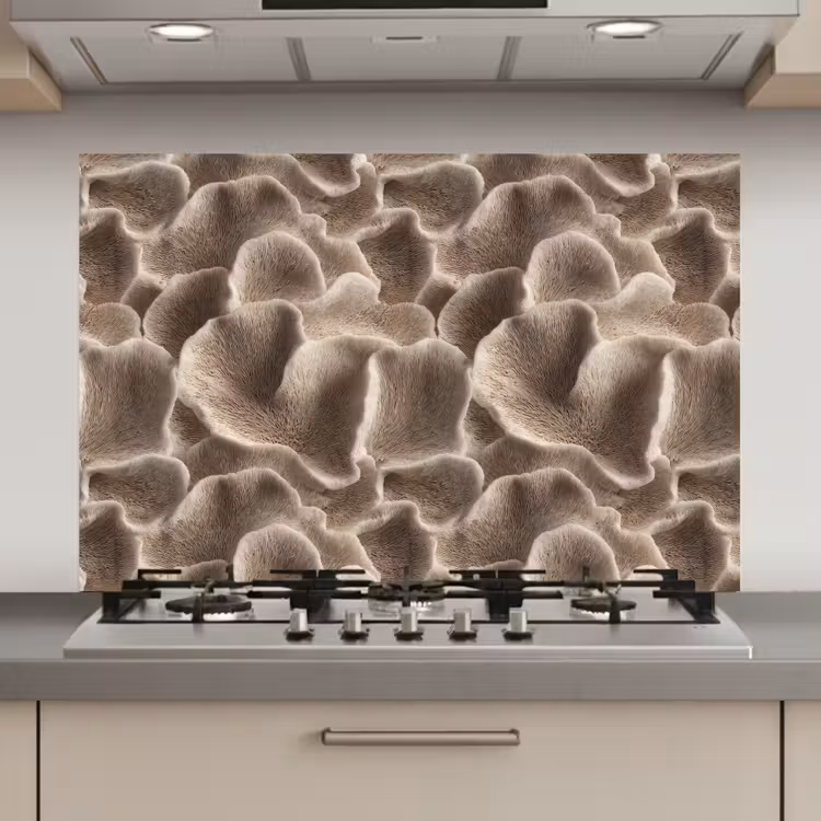 Spatscherm keuken - Waaiervorm - Beige - Vezel textuur — 1