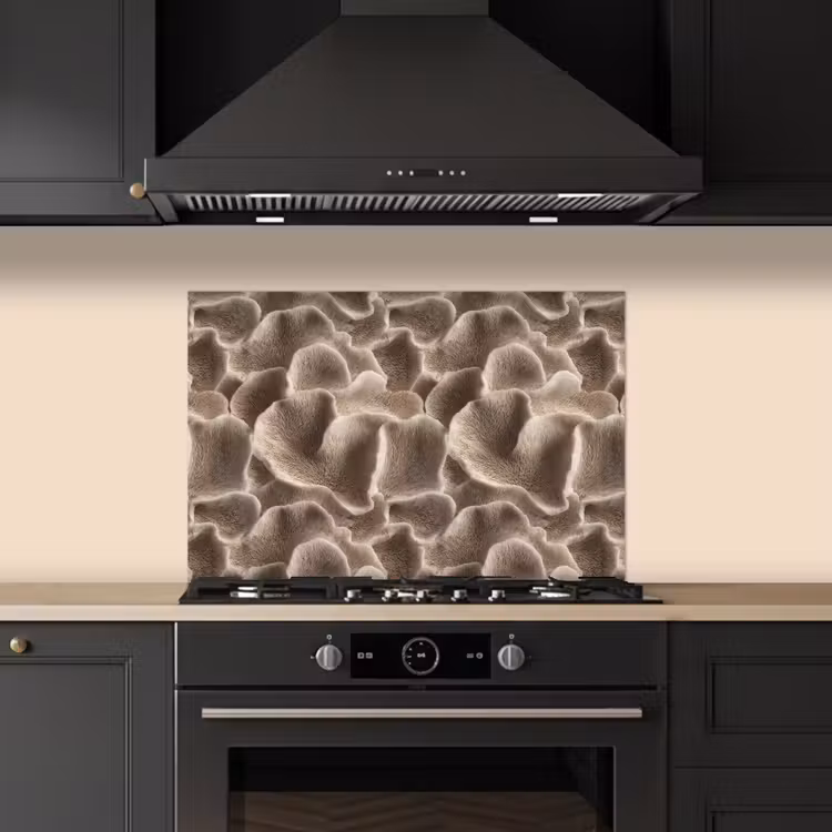Spatscherm keuken - Waaiervorm - Beige - Vezel textuur — 2