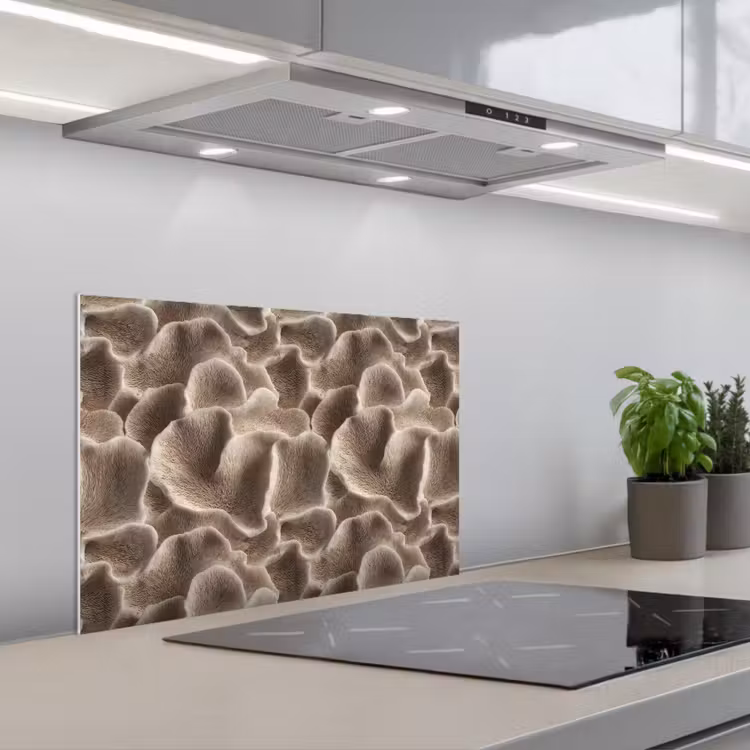 Spatscherm keuken - Waaiervorm - Beige - Vezel textuur — 5