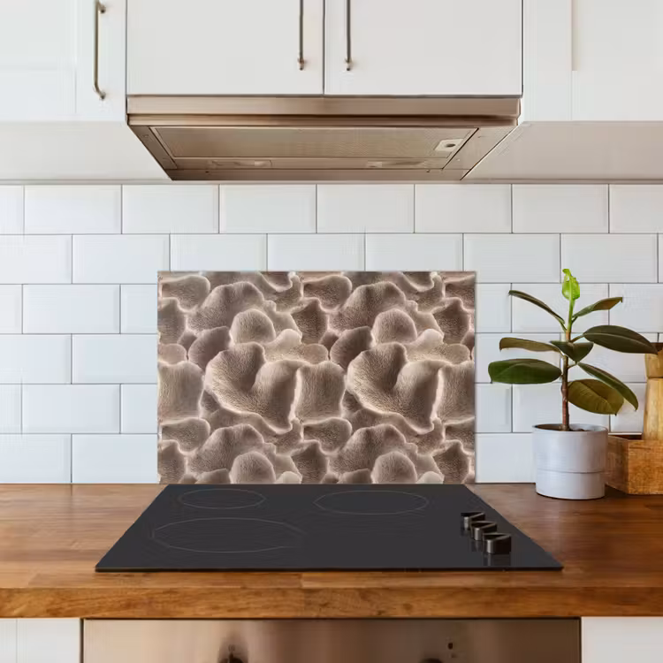 Spatscherm keuken - Waaiervorm - Beige - Vezel textuur — 6