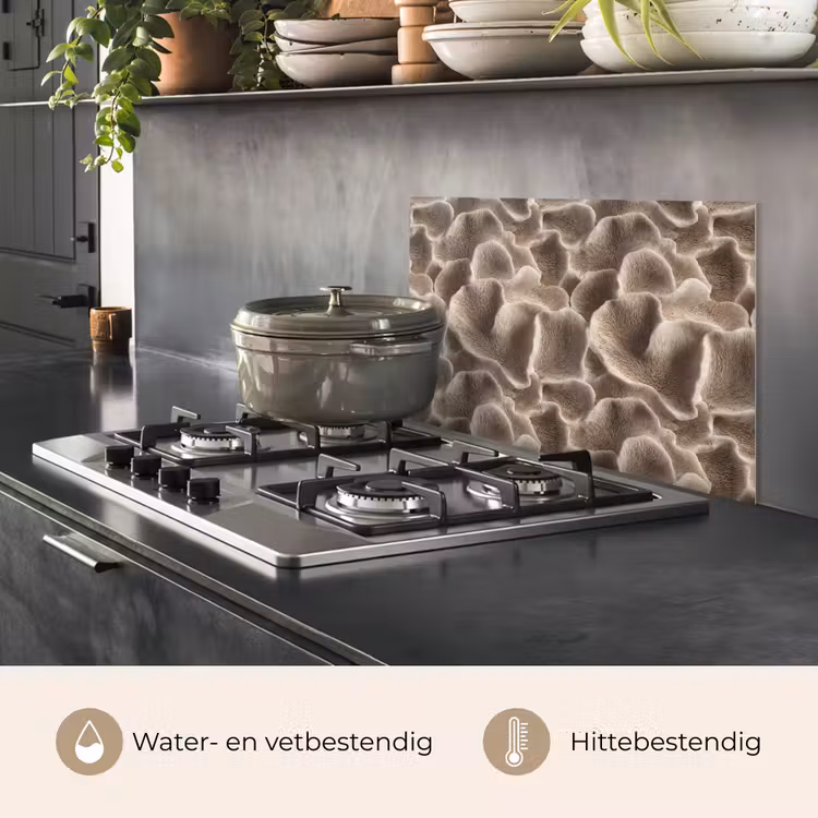 Spatscherm keuken - Waaiervorm - Beige - Vezel textuur — 7