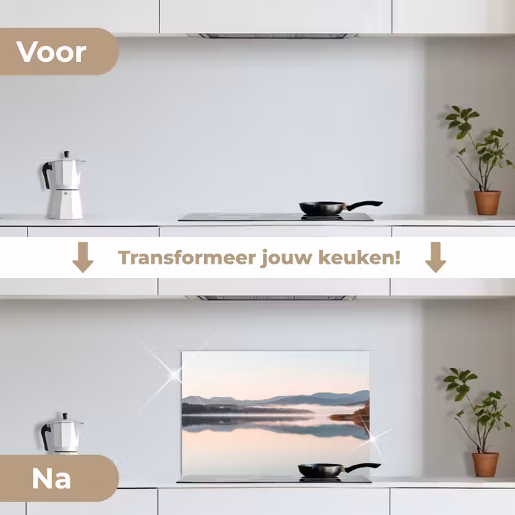 Spatscherm keuken - Water - Bomen - Mistlaag — 3