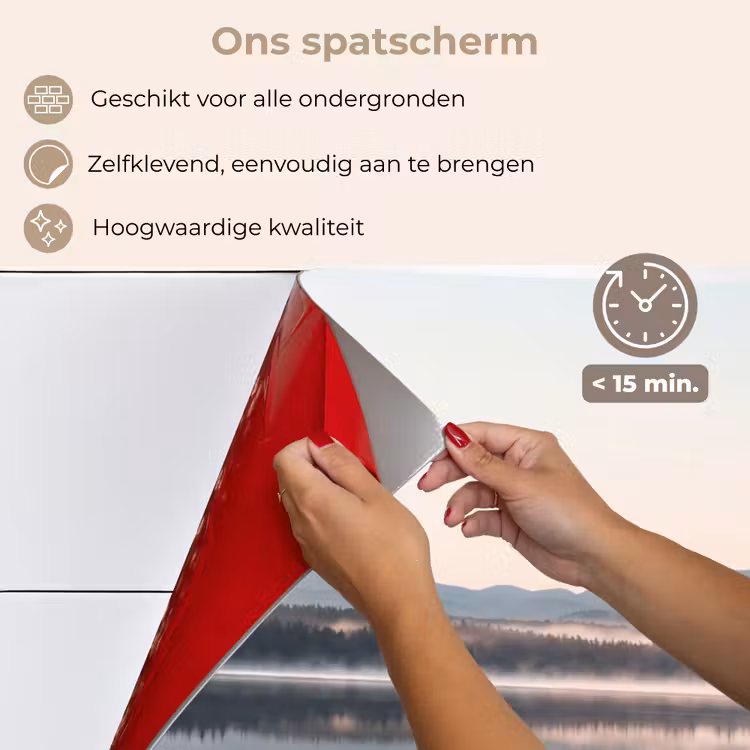Spatscherm keuken - Water - Bomen - Mistlaag — 4