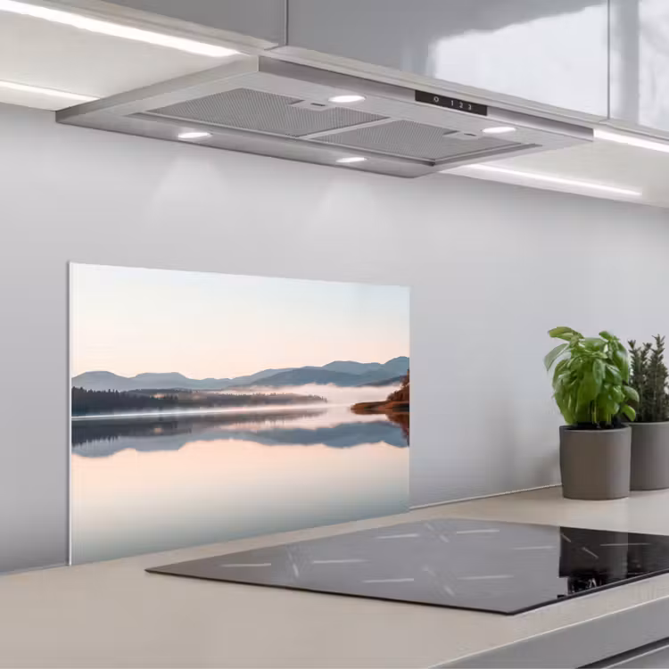 Spatscherm keuken - Water - Bomen - Mistlaag — 5