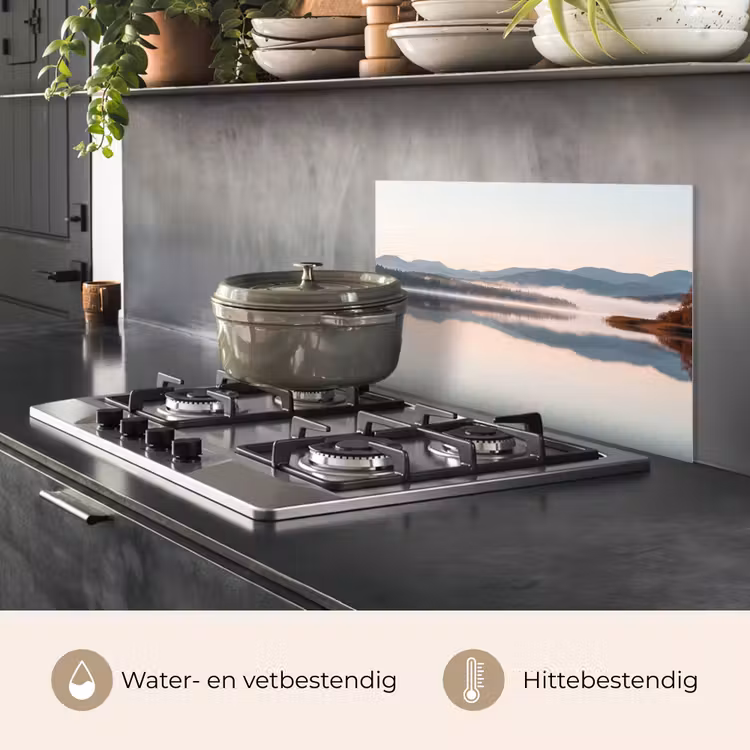 Spatscherm keuken - Water - Bomen - Mistlaag — 7