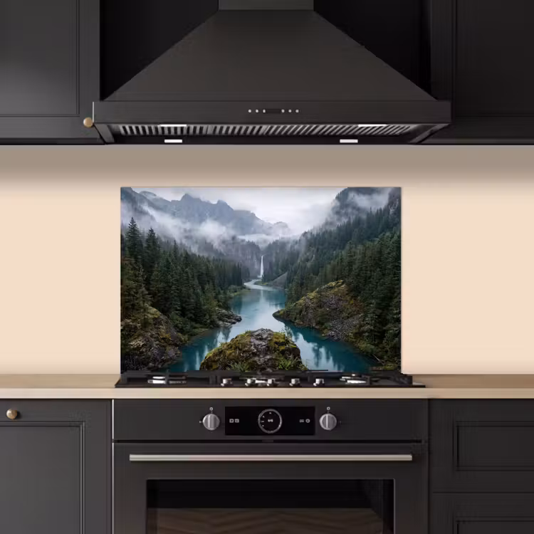 Spatscherm keuken - Waterval - Bomen - Bergen — 2