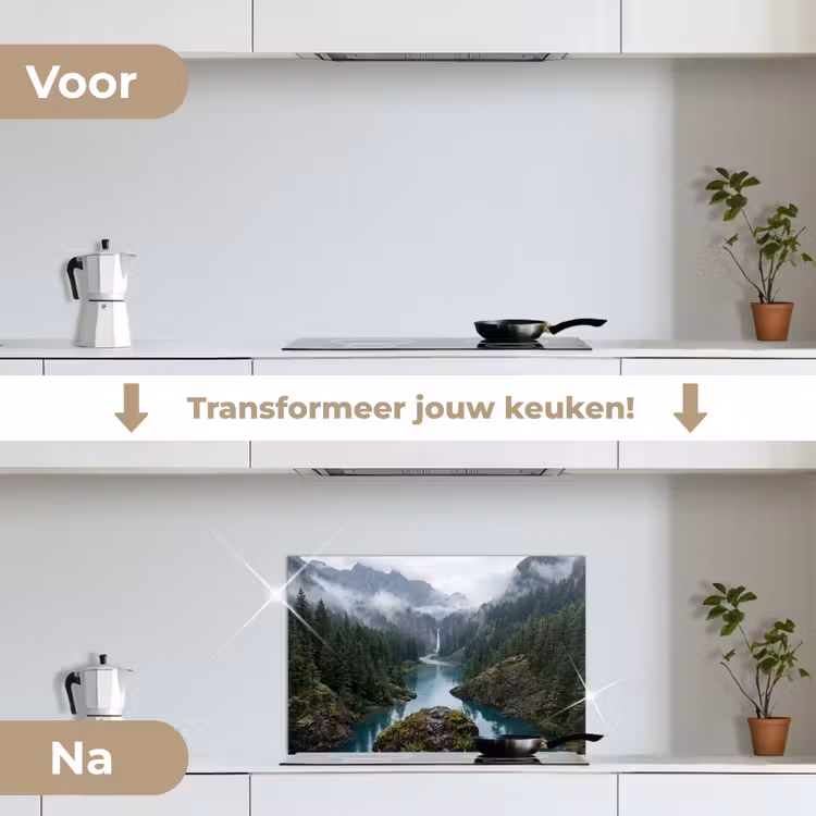 Spatscherm keuken - Waterval - Bomen - Bergen — 3