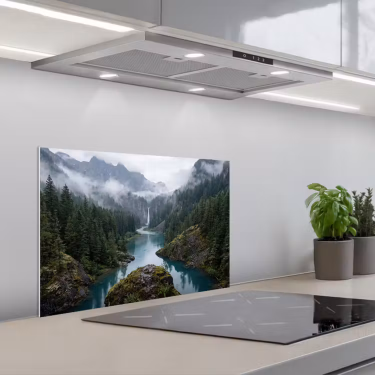 Spatscherm keuken - Waterval - Bomen - Bergen — 5