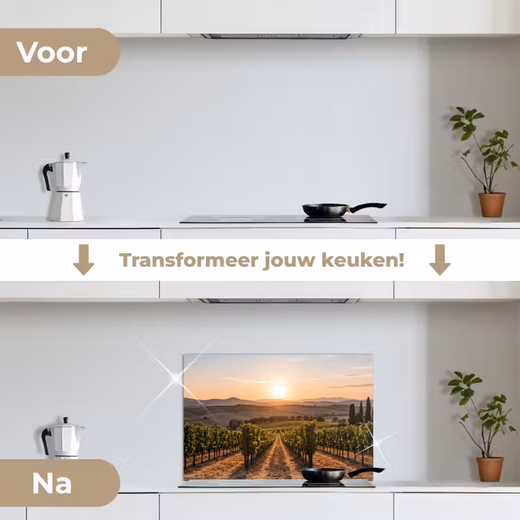 Spatscherm keuken - Wijngaard - Zonsondergang - Landschap — 3