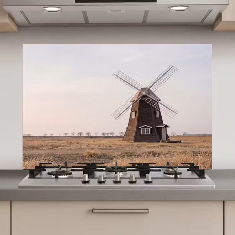 Spatscherm keuken - Windmolens - Landschap - Veld — 1