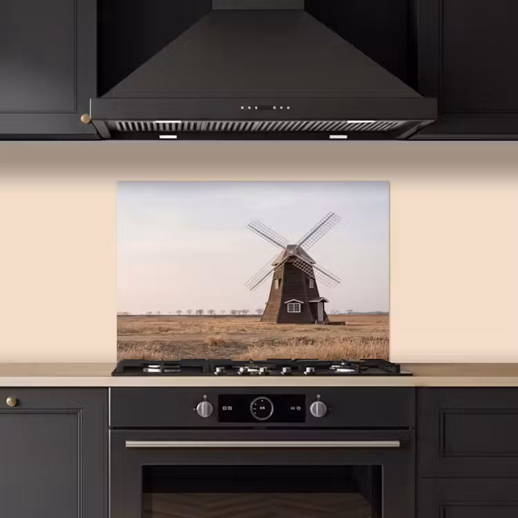 Spatscherm keuken - Windmolens - Landschap - Veld — 2