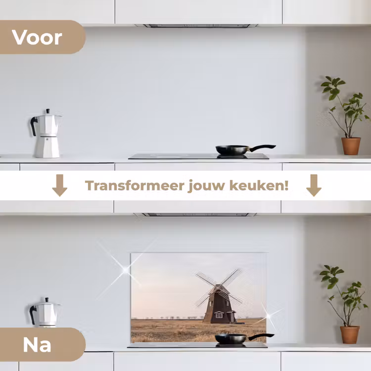 Spatscherm keuken - Windmolens - Landschap - Veld — 3