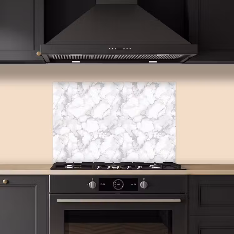 Spatscherm keuken - Wit - Marmer - Grijs — 2