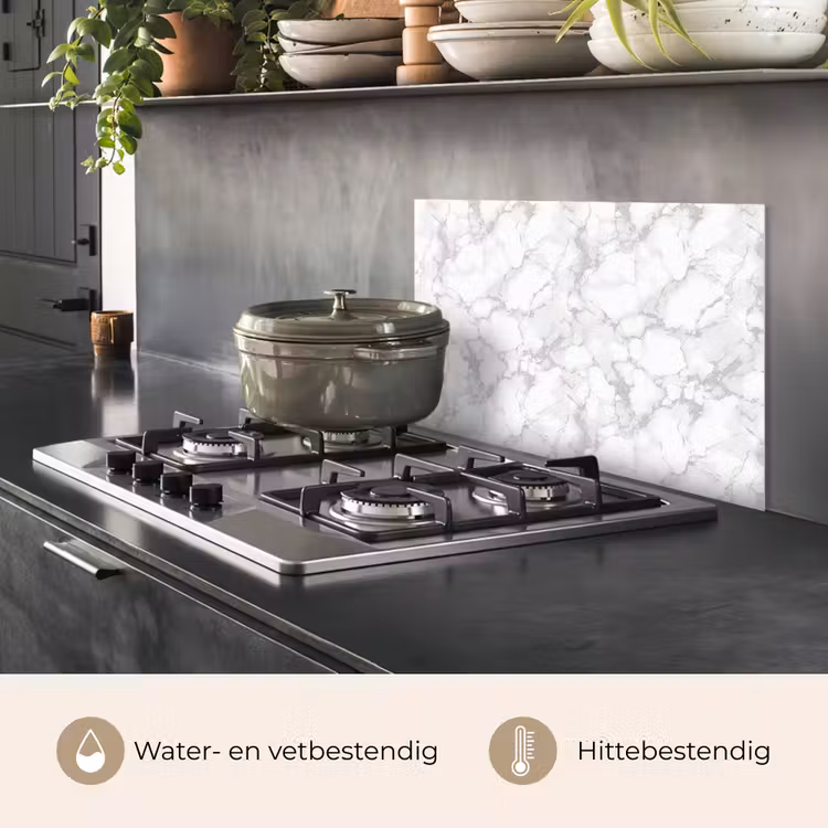 Spatscherm keuken - Wit - Marmer - Grijs — 7