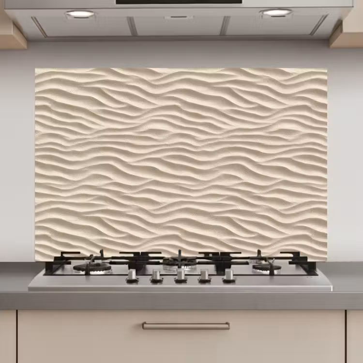 Spatscherm keuken - Zand - Golven - Beige — 1