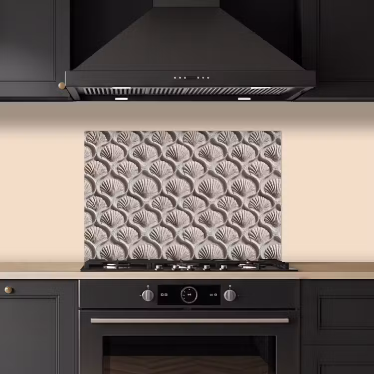 Spatscherm keuken - Zand - Schelpenvorm - Grijs — 2