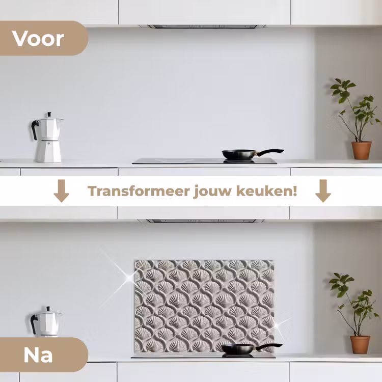 Spatscherm keuken - Zand - Schelpenvorm - Grijs — 3
