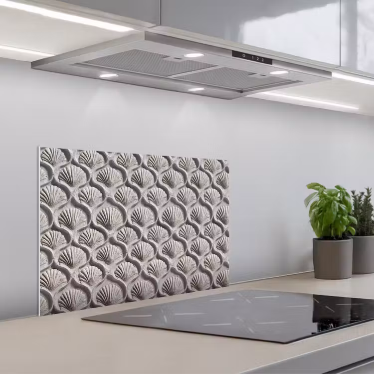 Spatscherm keuken - Zand - Schelpenvorm - Grijs — 5