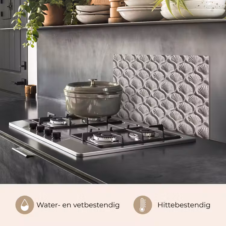 Spatscherm keuken - Zand - Schelpenvorm - Grijs — 7