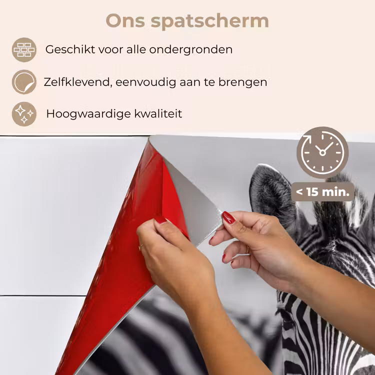 Spatscherm keuken - Zebra's - Zwart - Wit — 4