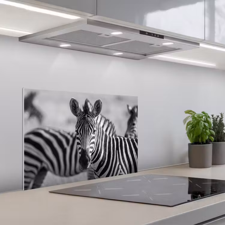Spatscherm keuken - Zebra's - Zwart - Wit — 5