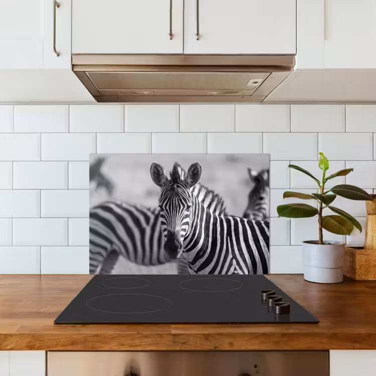Spatscherm keuken - Zebra's - Zwart - Wit — 6