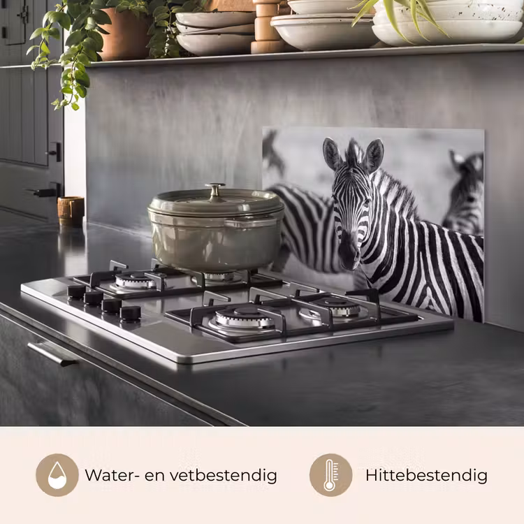 Spatscherm keuken - Zebra's - Zwart - Wit — 7