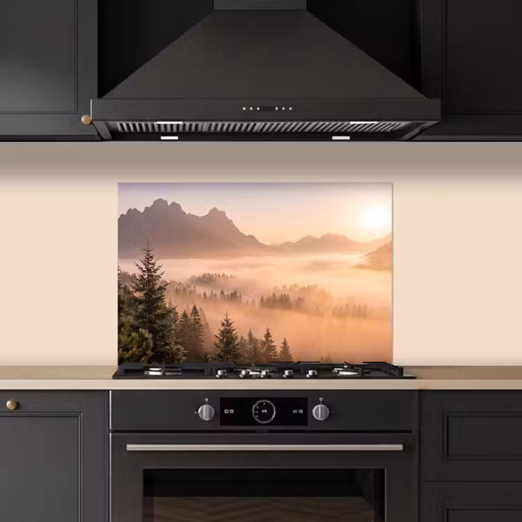Spatscherm keuken - Zonlicht - Mist - Bergen - Bomen — 2