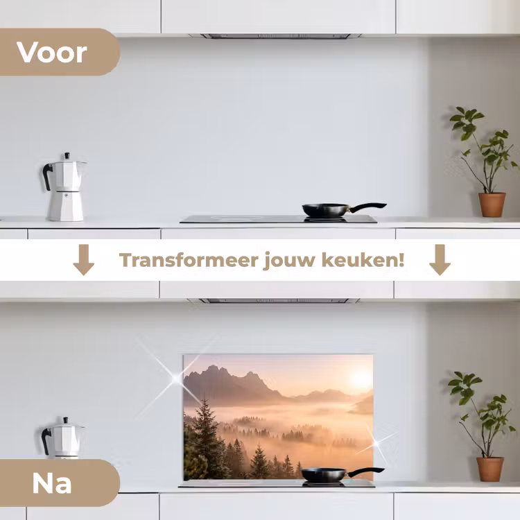 Spatscherm keuken - Zonlicht - Mist - Bergen - Bomen — 3