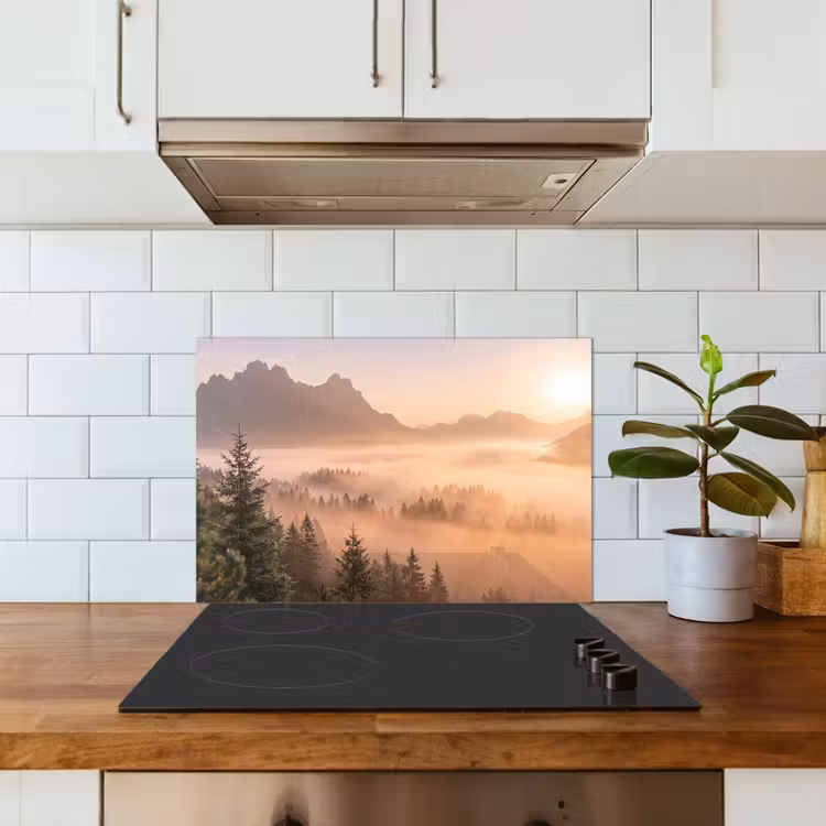 Spatscherm keuken - Zonlicht - Mist - Bergen - Bomen — 6