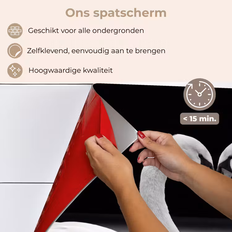 Spatscherm keuken - Zwanen - Hart - Zwart - Wit — 4