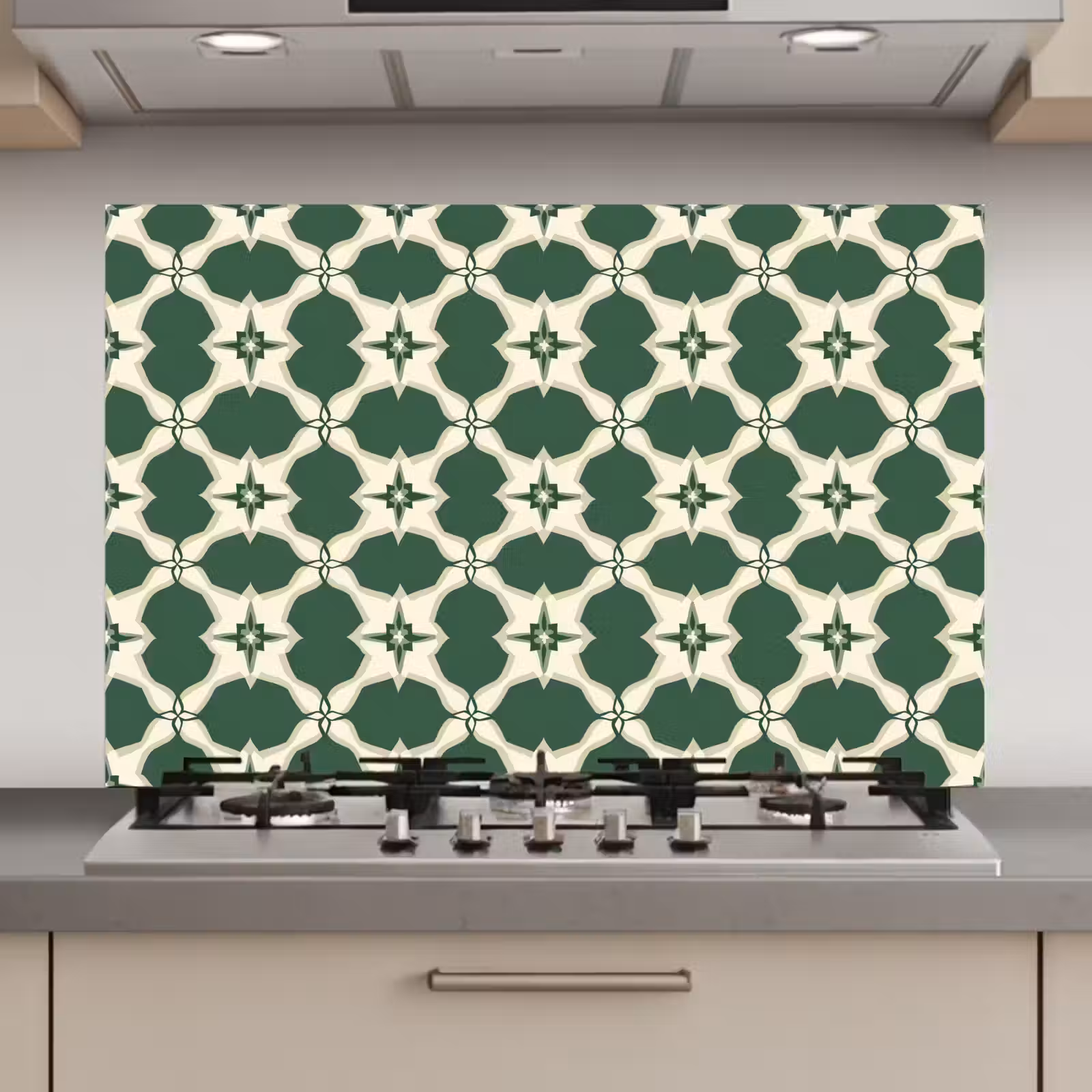 Spatscherm keuken - Tegel - Klassiek - Groen — 1