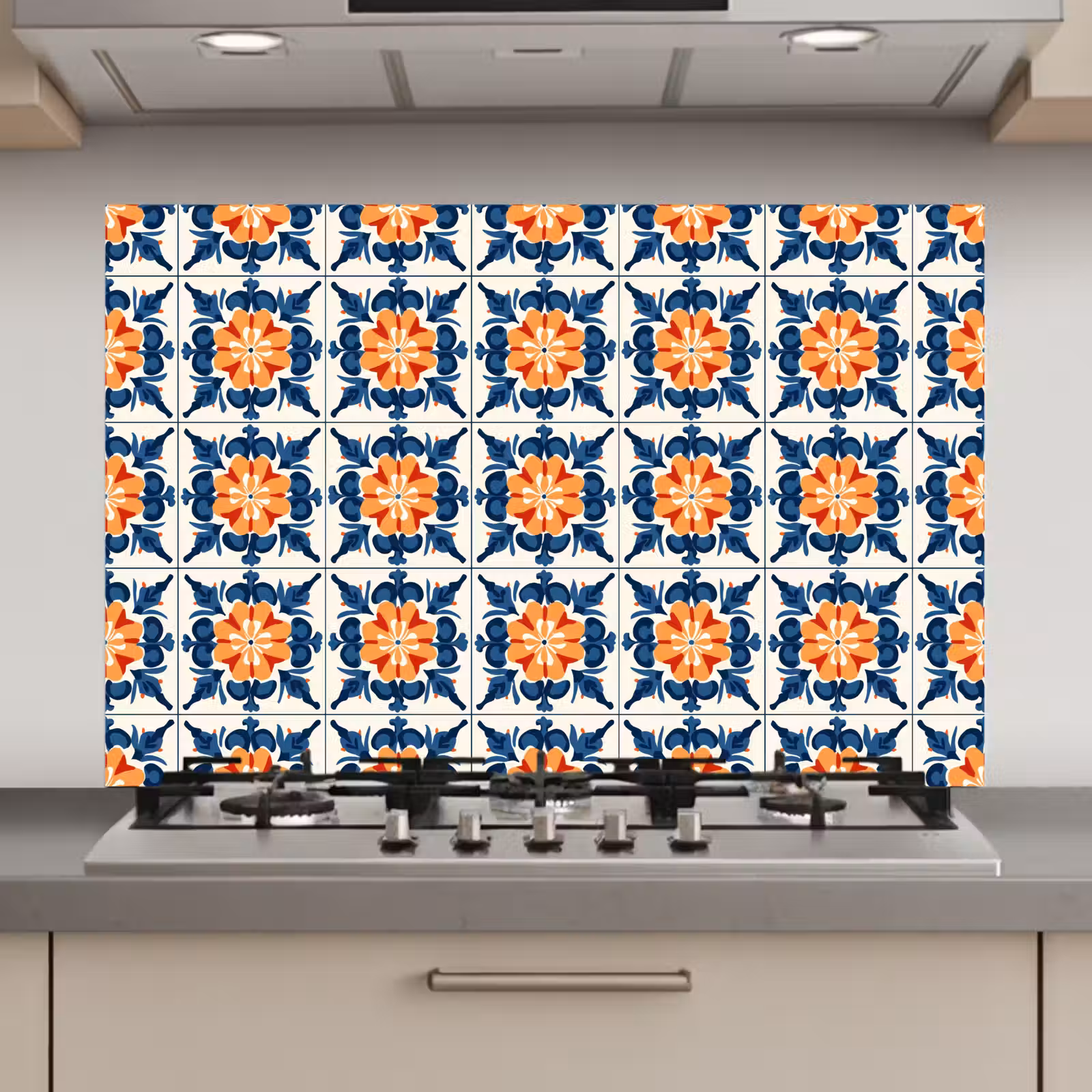 Spatscherm keuken - Traditioneel - Tegel - Oranje — 1
