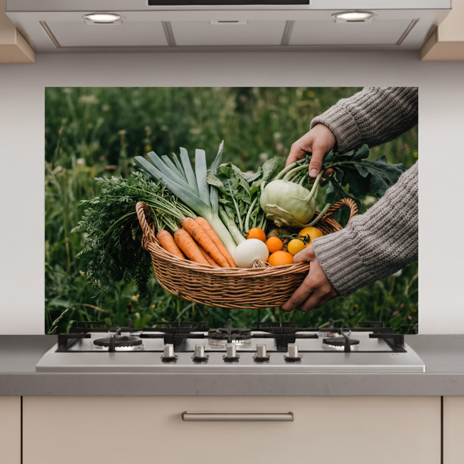 Spatscherm keuken - Veld - Groenten - Biologisch - Oogst — 1