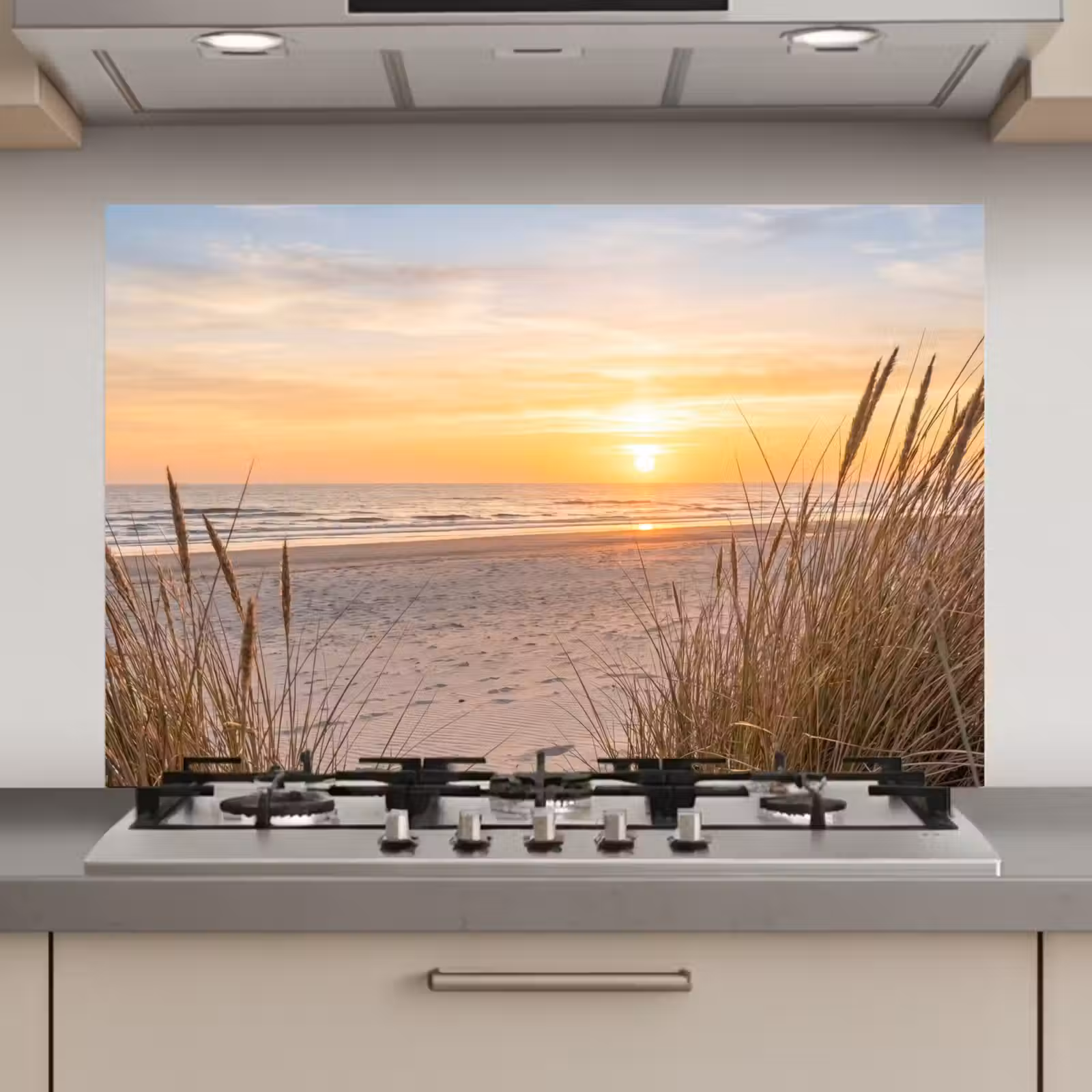 Spatscherm keuken - Zonsondergang - Duinen - Zee — 1